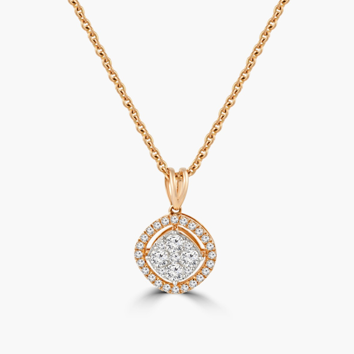 Quadilateral Diamond Pendant Set