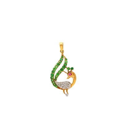 Exquisite Emerald Peacock Pendant