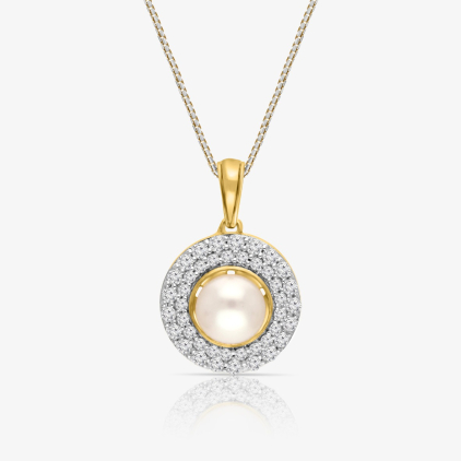 Halo Pearl  Diamond  Pendant