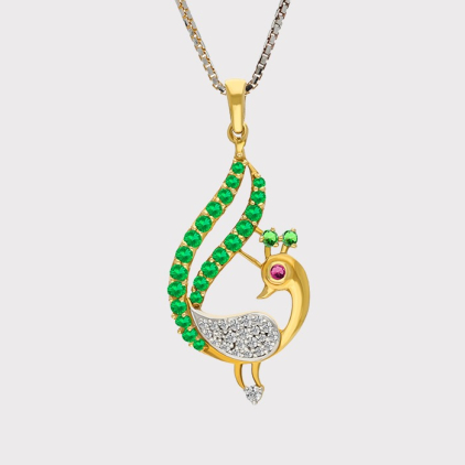 Exquisite Emerald Peacock Pendant