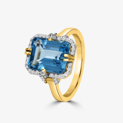 Blue Topaz Diamond Ring