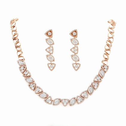 Sophisticated Geometric Diamond Necklace Set