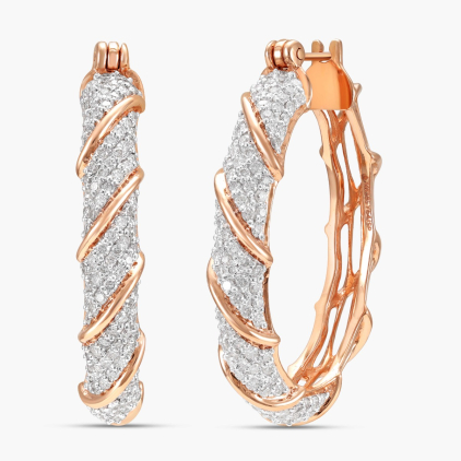Rosy Curl Diamond Wrap Hoops