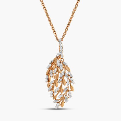 Artful Diamond Leaf Pendant