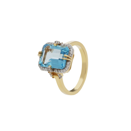 Blue Topaz Diamond Ring