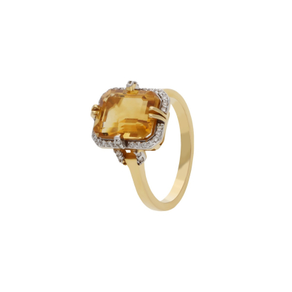 Natural Citrine Diamond Ring