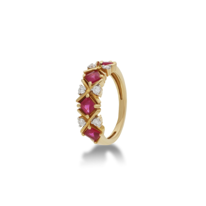 Colourful Ruby  Diamond Ring